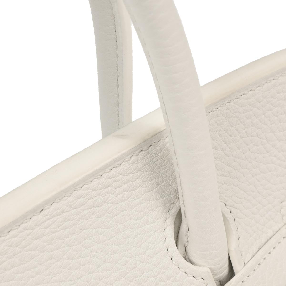 Hermes White Taurillon Clemence Birkin 30 Handbag