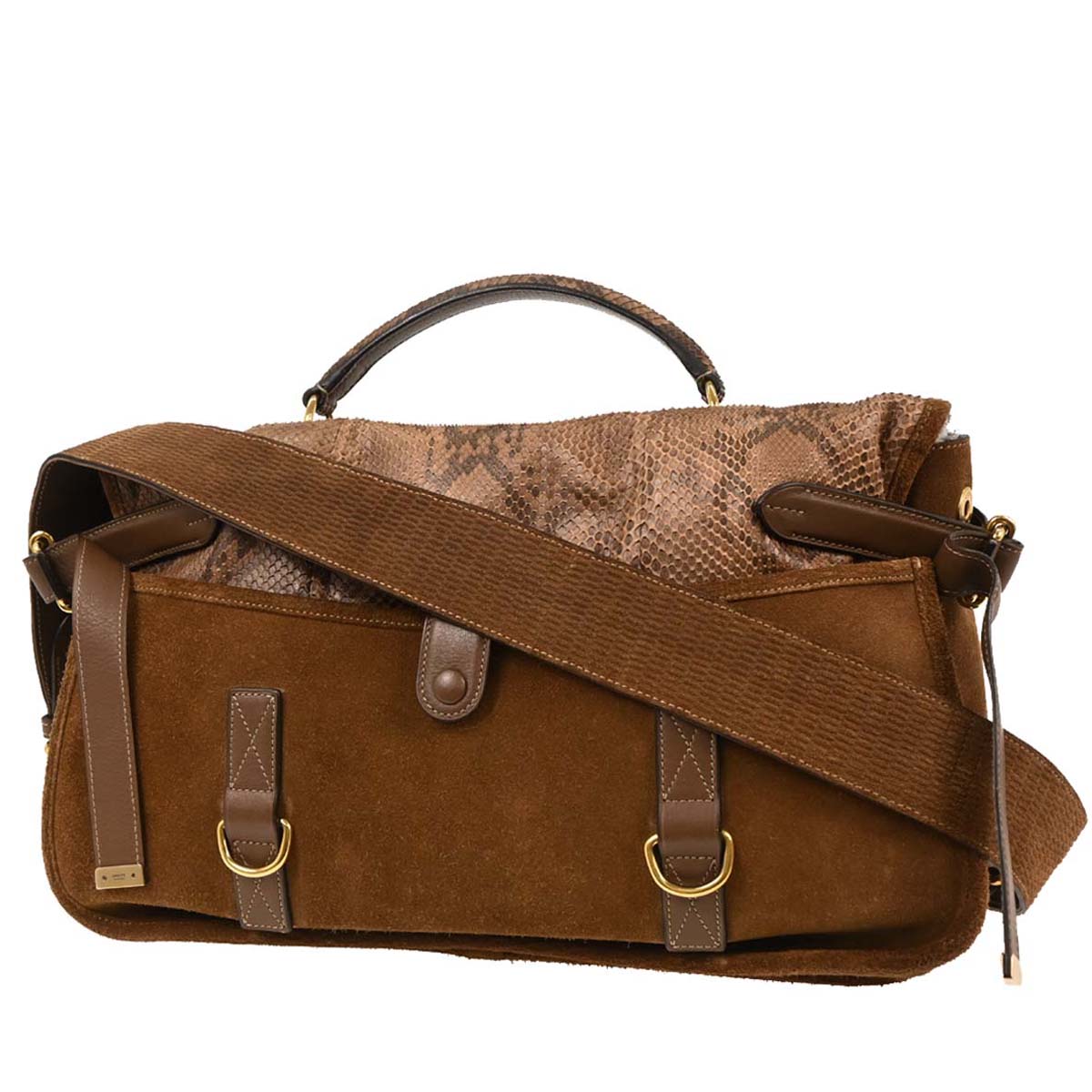 Loewe * Brown Python Cartero Satchel Handbag