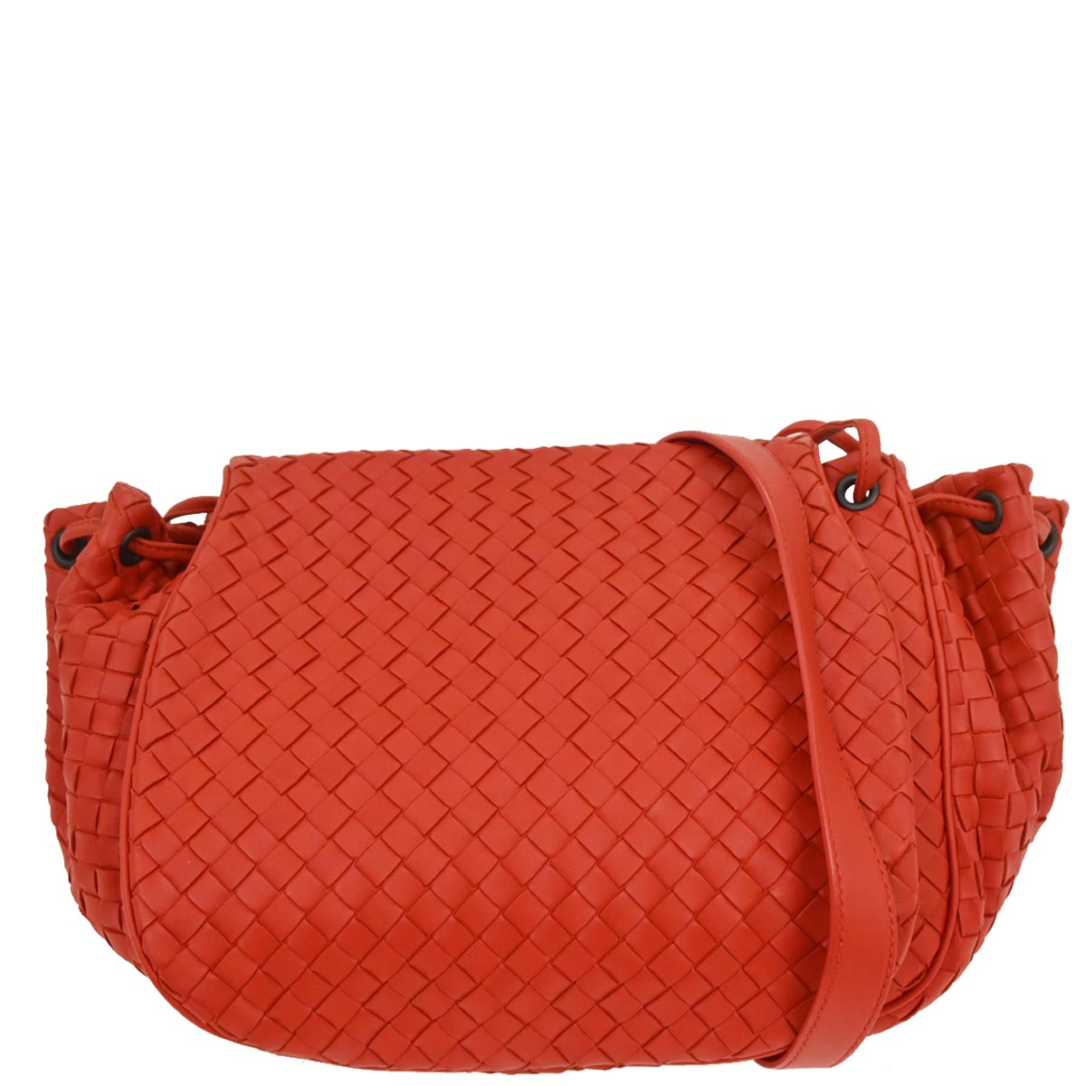 Bottega Veneta Red Lambskin Intrecciato Shoulder Bag