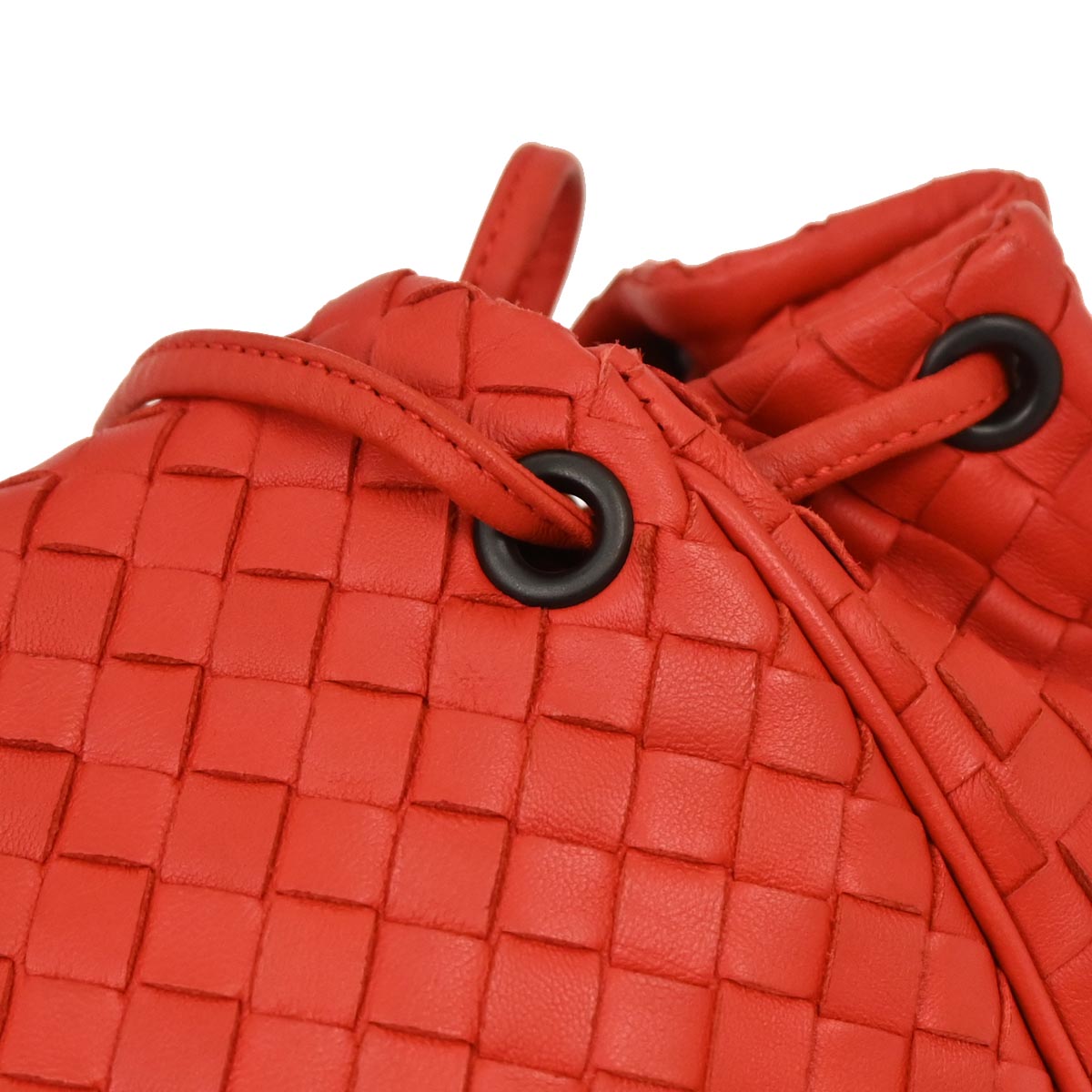 Bottega Veneta Red Lambskin Intrecciato Shoulder Bag