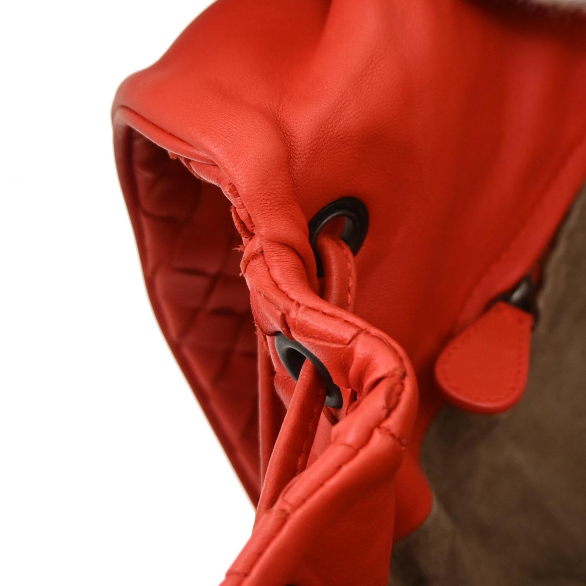 Bottega Veneta Red Lambskin Intrecciato Shoulder Bag