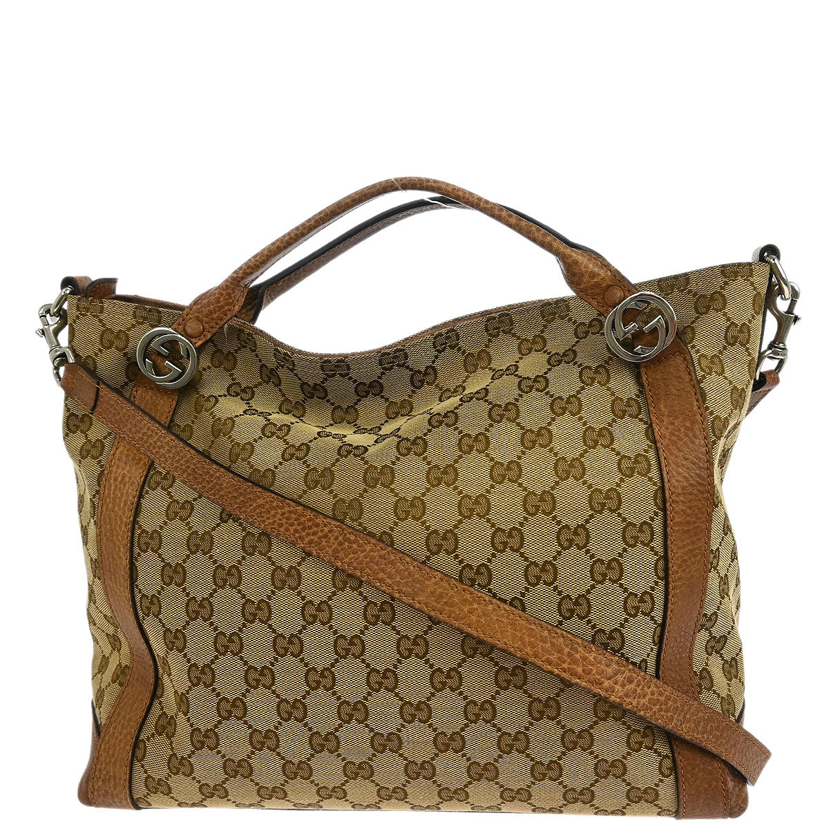 Gucci Beige Canvas GG Tote 2way Handbag