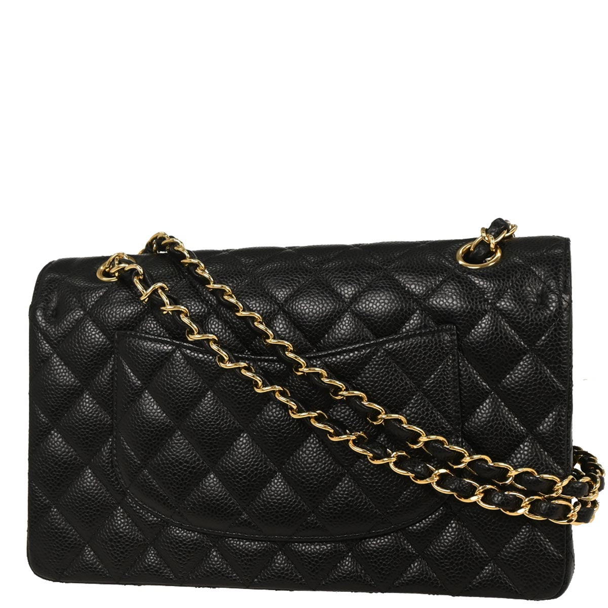 Chanel 2013-2014 Black Caviar Medium Classic Double Flap Shoulder Bag