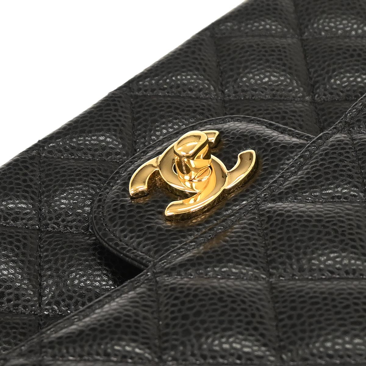 Chanel 2013-2014 Black Caviar Medium Classic Double Flap Shoulder Bag