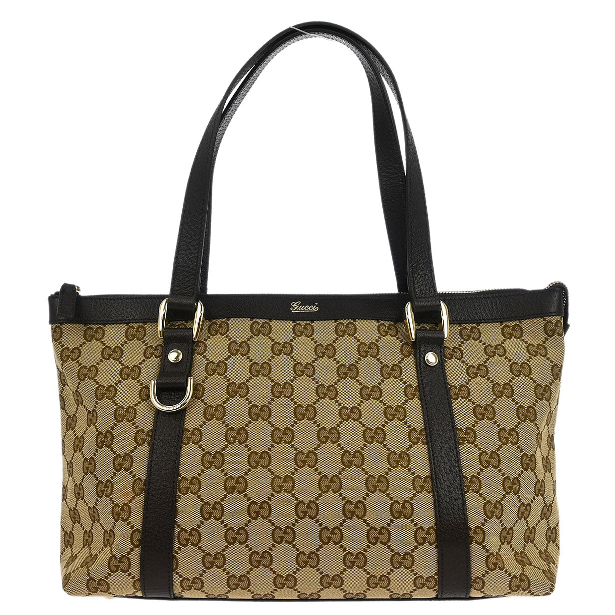 Gucci Beige Canvas GG Abbey D Ring Tote Handbag