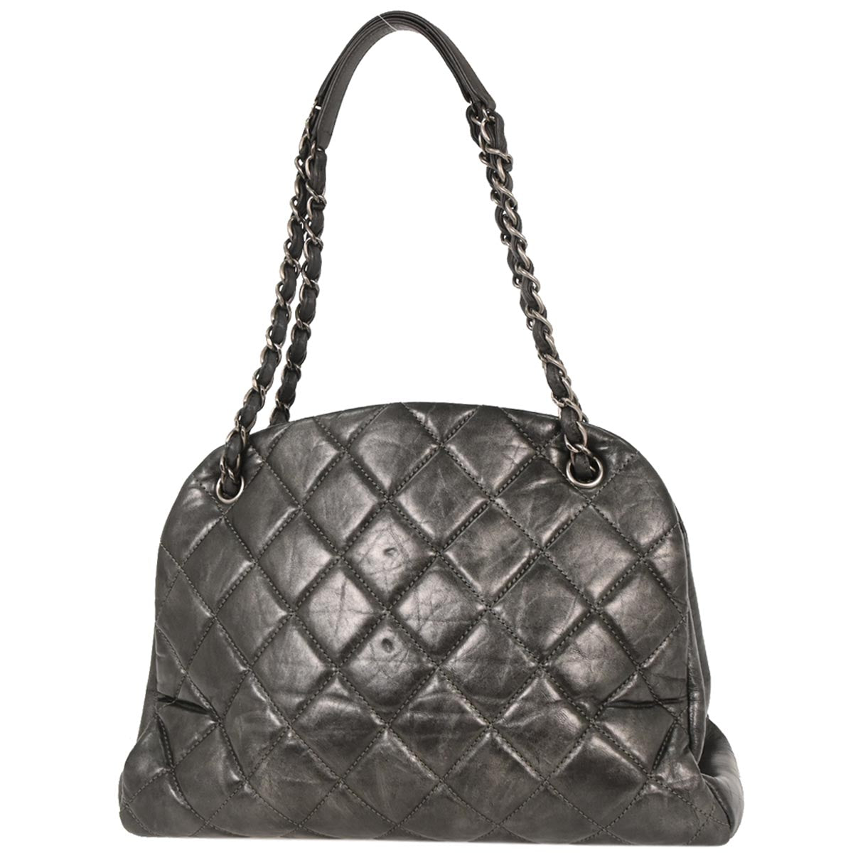 Chanel 2012 Gray Calfskin Large Mademoiselle Bowling Bag