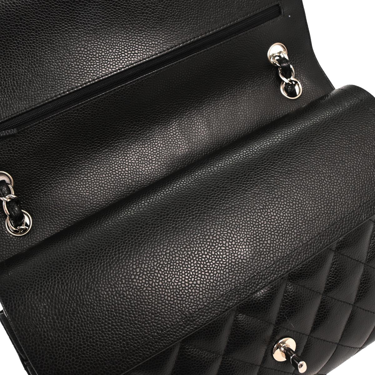 Chanel 2013-2014 Black Caviar Jumbo Classic Double Flap Shoulder Bag