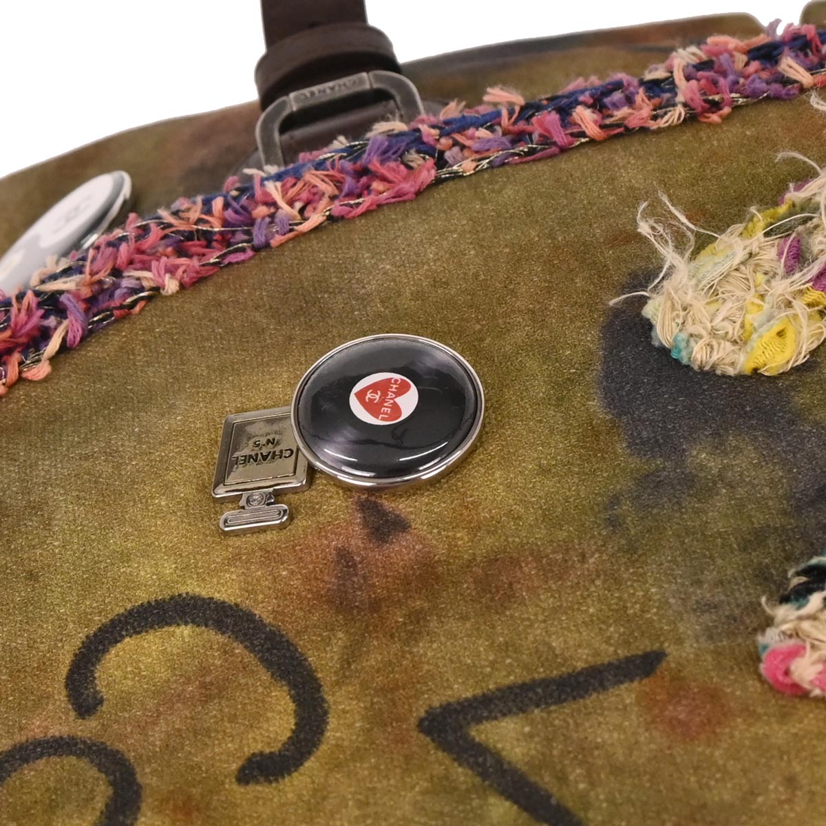 Chanel 2014-2015 Khaki On The Pavements Graffiti Messenger Bag