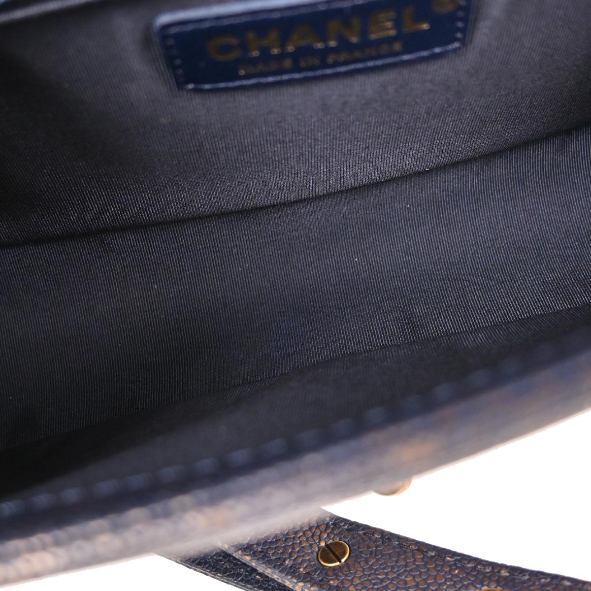 Boy Chanel 2018 Navy Gold Caviar Chevron Medium Shoulder Bag
