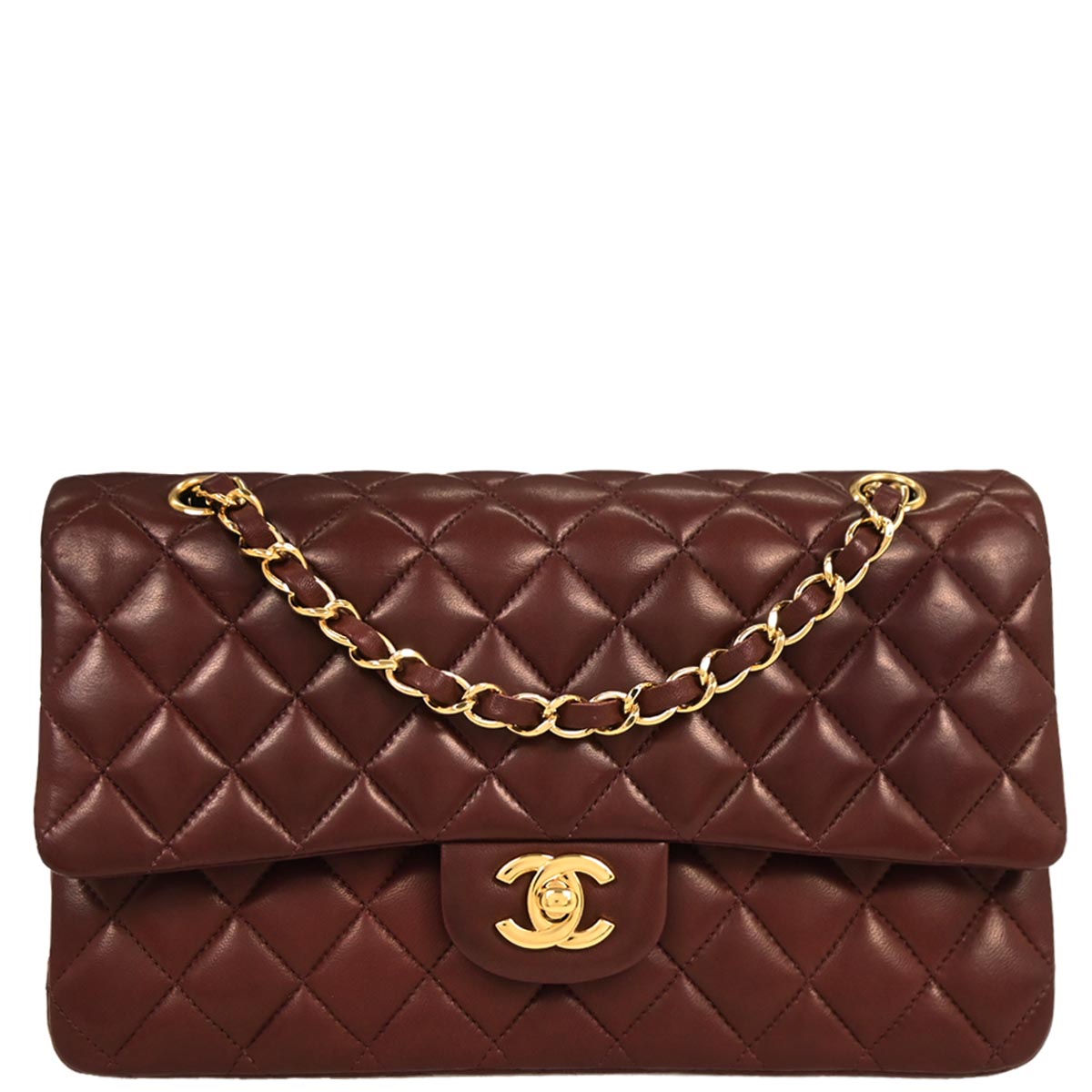 Chanel 2012 Bordeaux Lambskin Medium Classic Double Flap Shoulder Bag