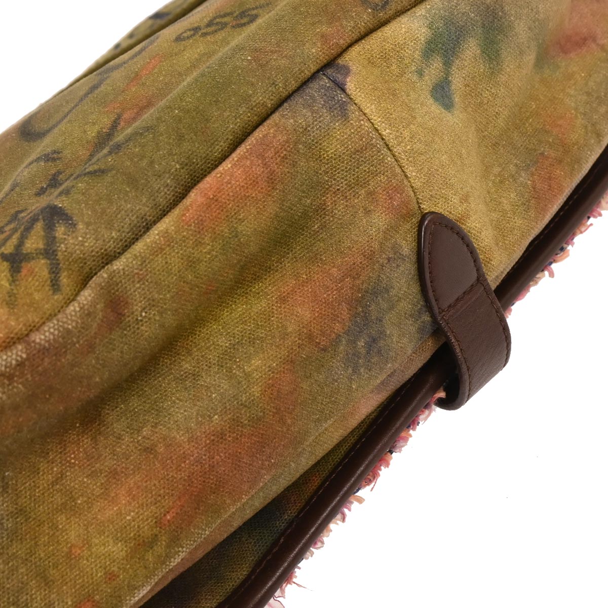 Chanel 2014-2015 Khaki Canvas Graffiti On The Pavements Shoulder Bag