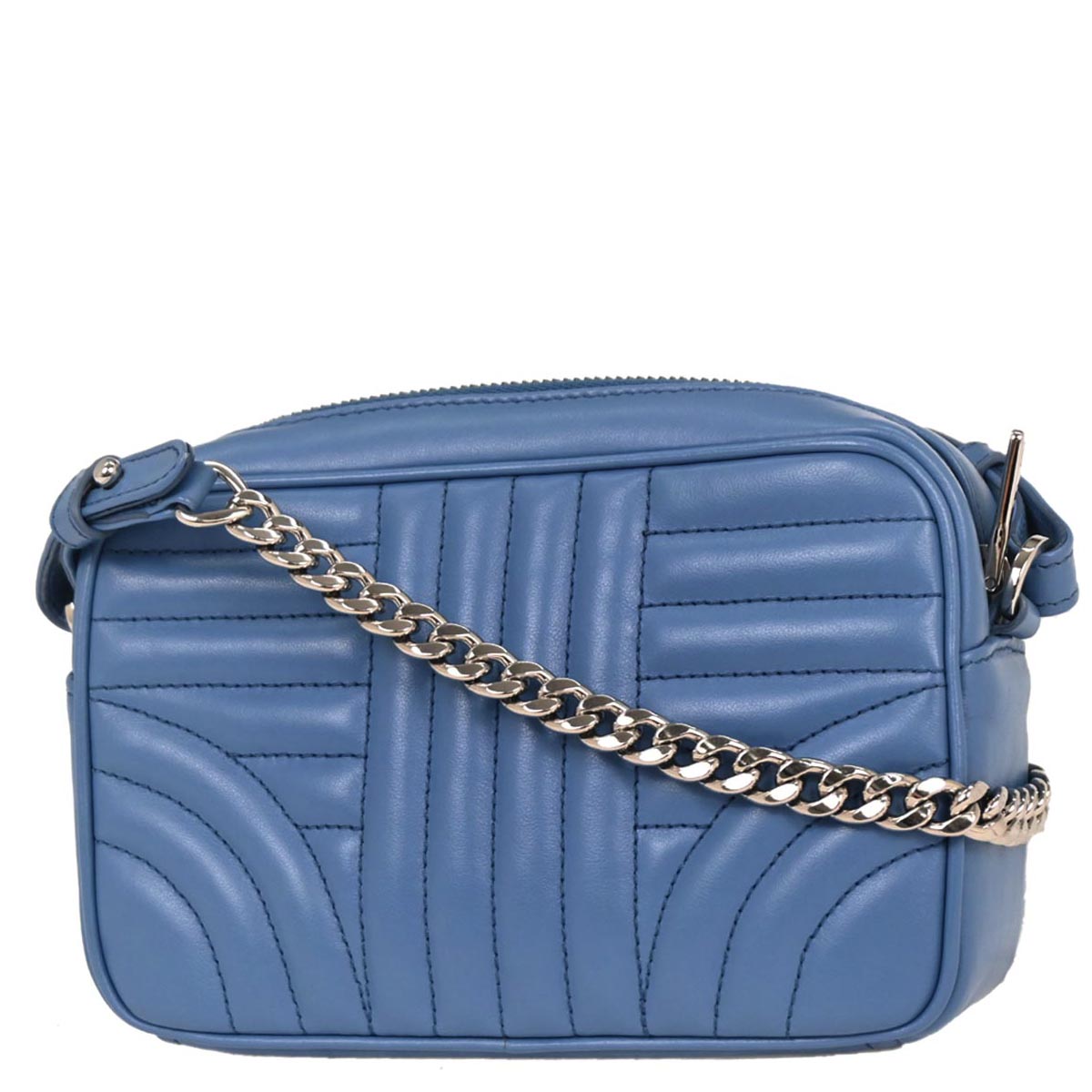 Prada Blue Leather Diagramme Chain Shoulder Bag