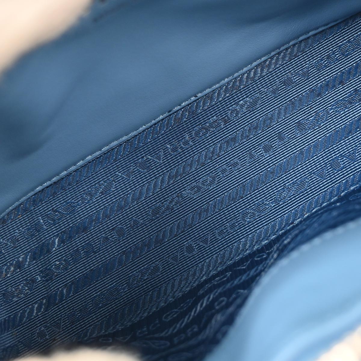 Prada Blue Leather Diagramme Chain Shoulder Bag