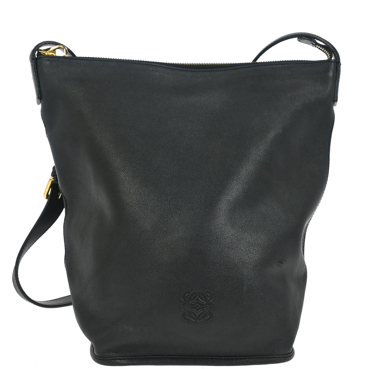 Loewe Black Leather Bucket Shoulder Bag