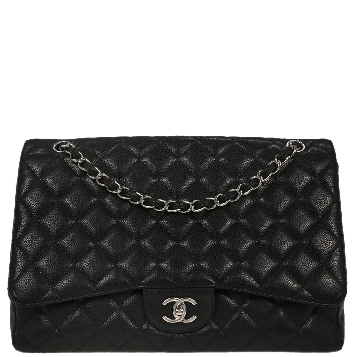Chanel 2010-2011 Black Caviar Maxi Single Flap Shoulder Bag