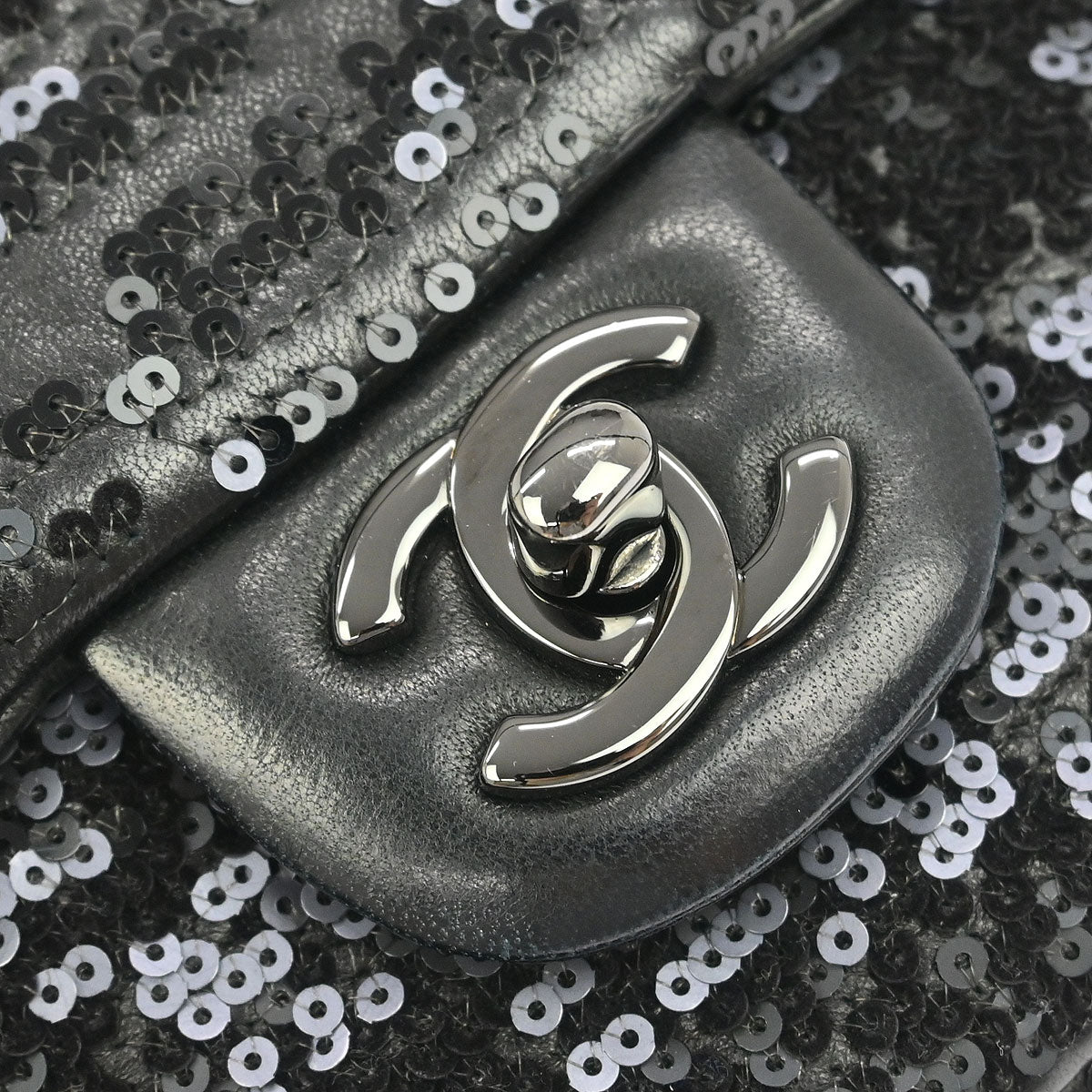 Chanel Black Sequins Lambskin Single Flap Shoulder Bag