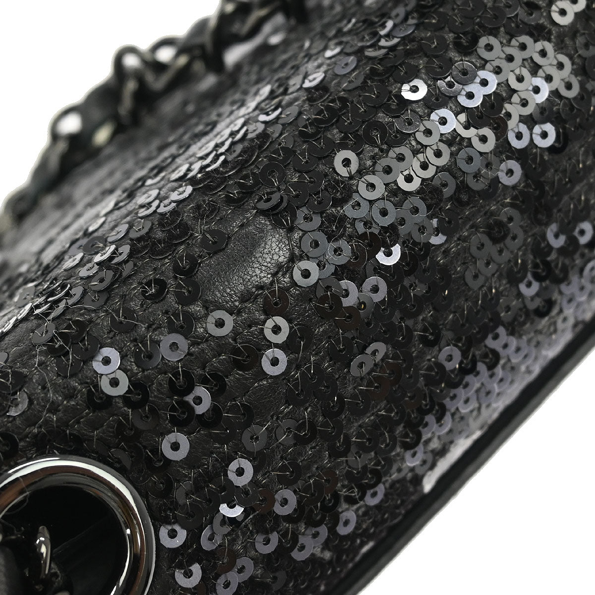 Chanel Black Sequins Lambskin Single Flap Shoulder Bag