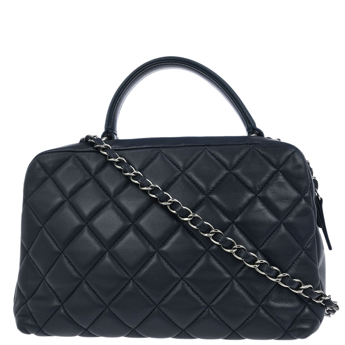 Chanel Navy Lambskin Trendy CC Bowling Bag