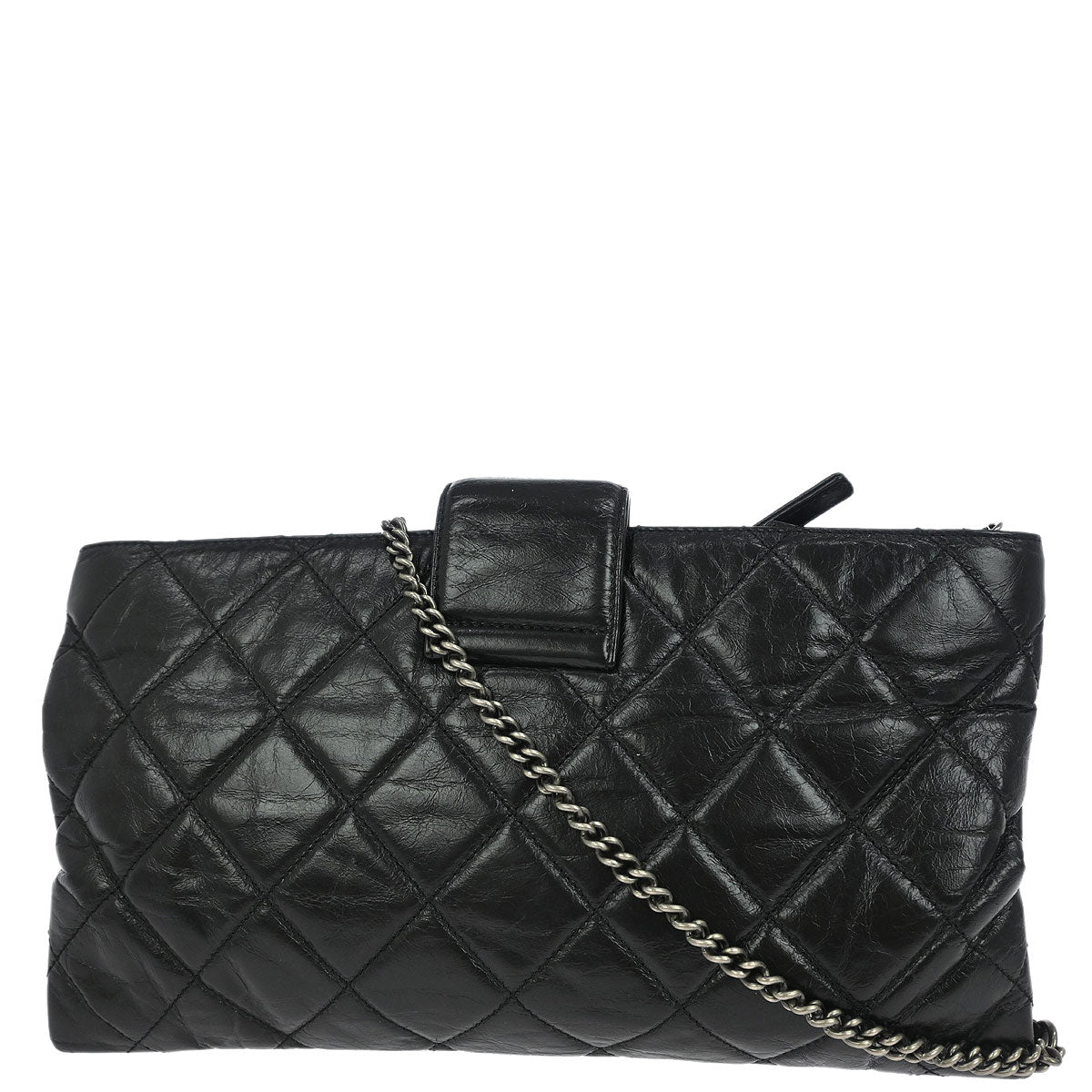 Chanel Black Calfskin Coco Pleats Clutch Crossbody Bag