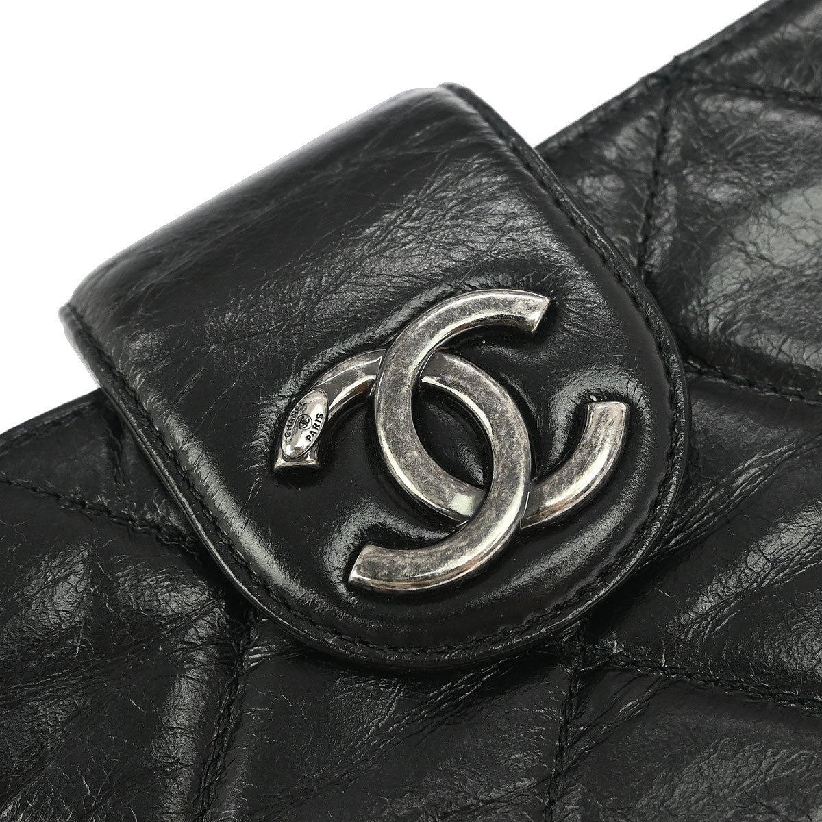 Chanel Black Calfskin Coco Pleats Clutch Crossbody Bag