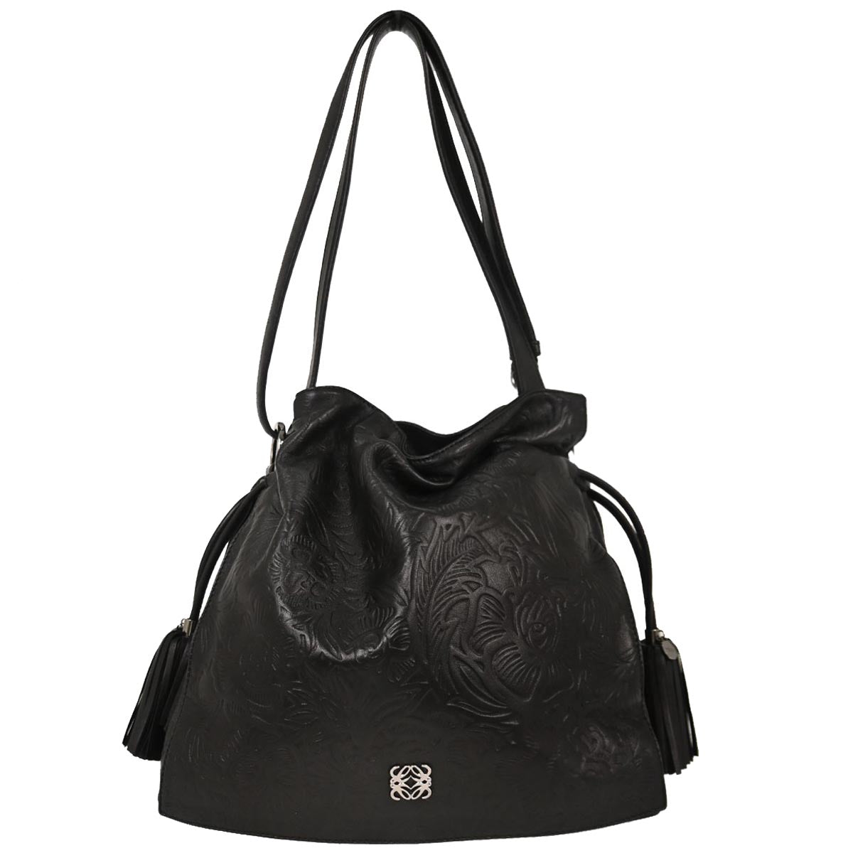 Loewe Black Lambskin Flamenco Shoulder Bag