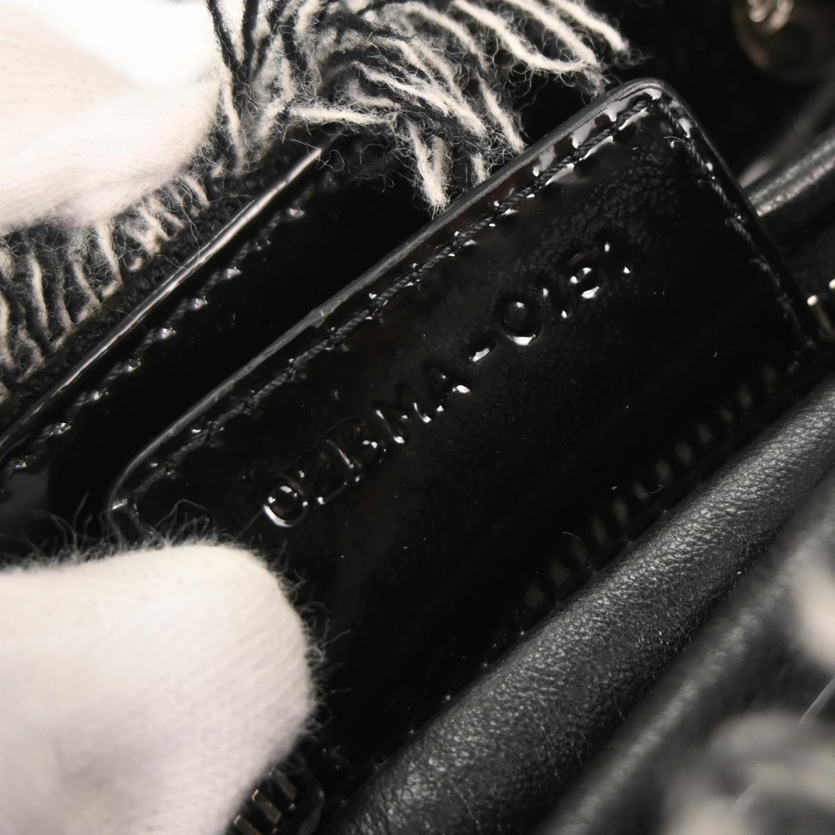 Christian Dior Gray Cotton Medium Lady Dior Cannage 2way Shoulder Handbag