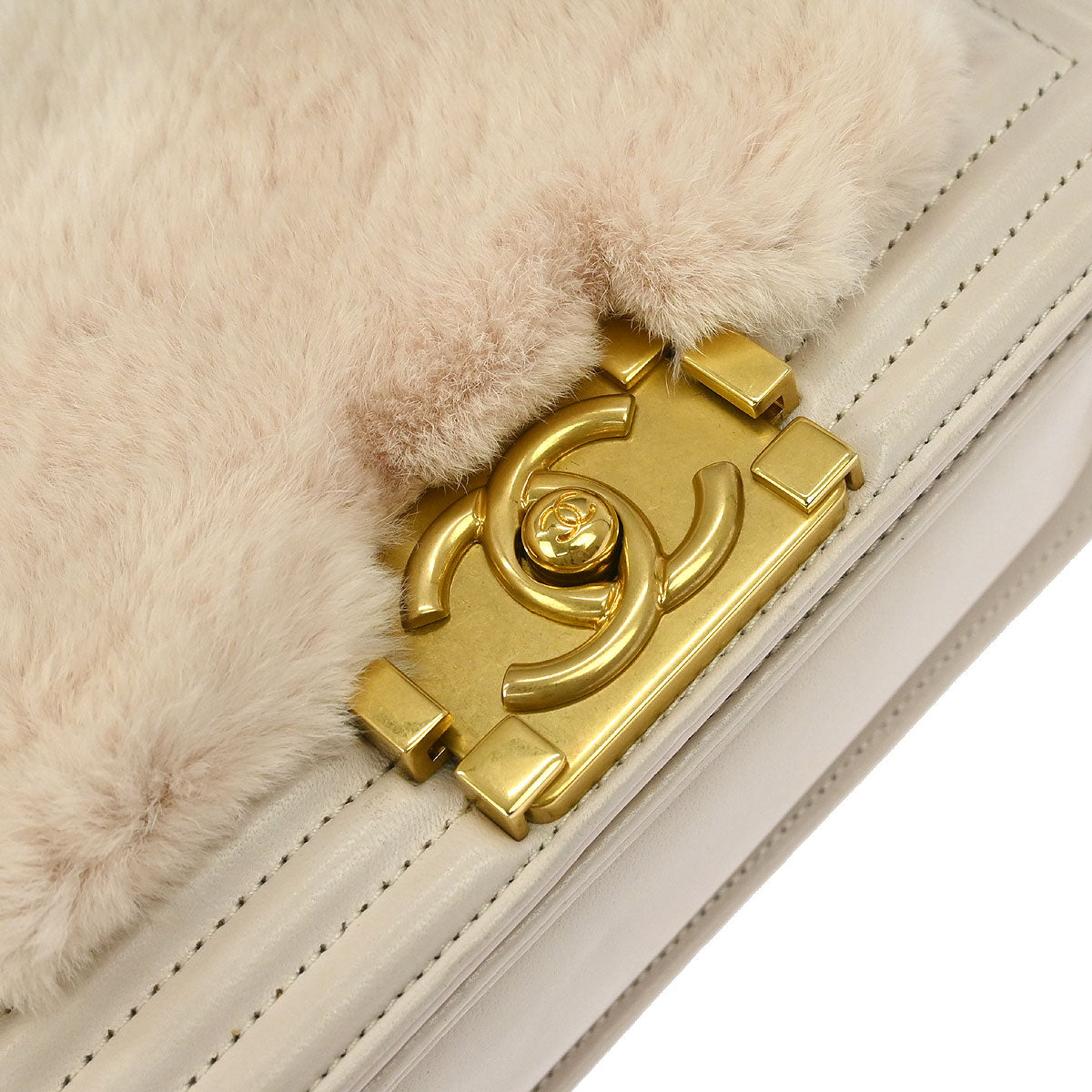 Boy Chanel Light Pink Fur Lambskin Small Chain Shoulder Bag