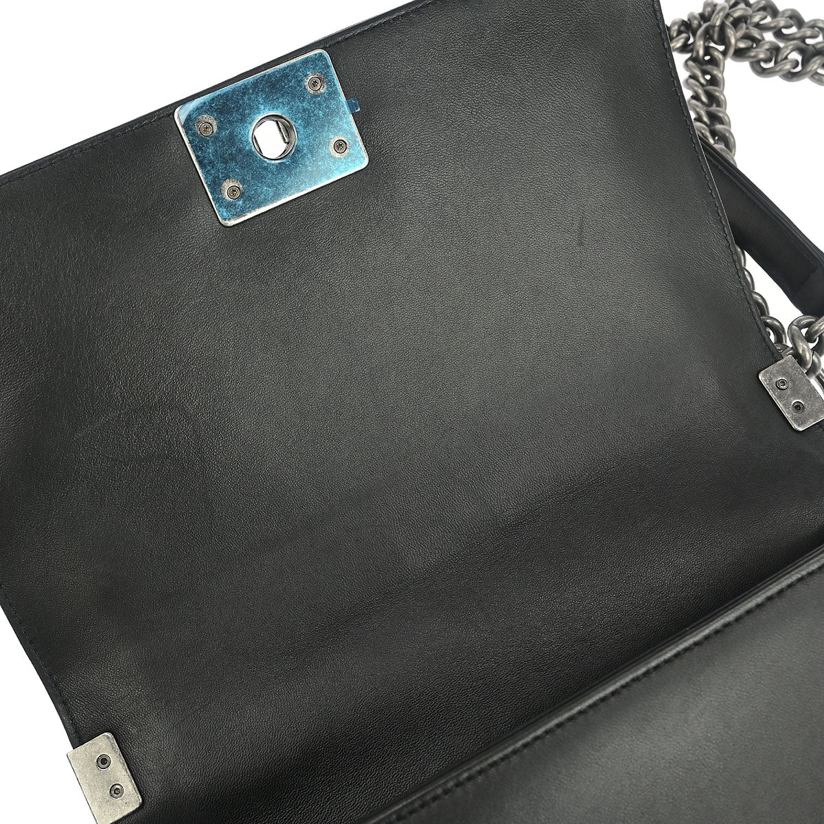 Boy Chanel Black Fur Lambskin Medium Shoulder Bag