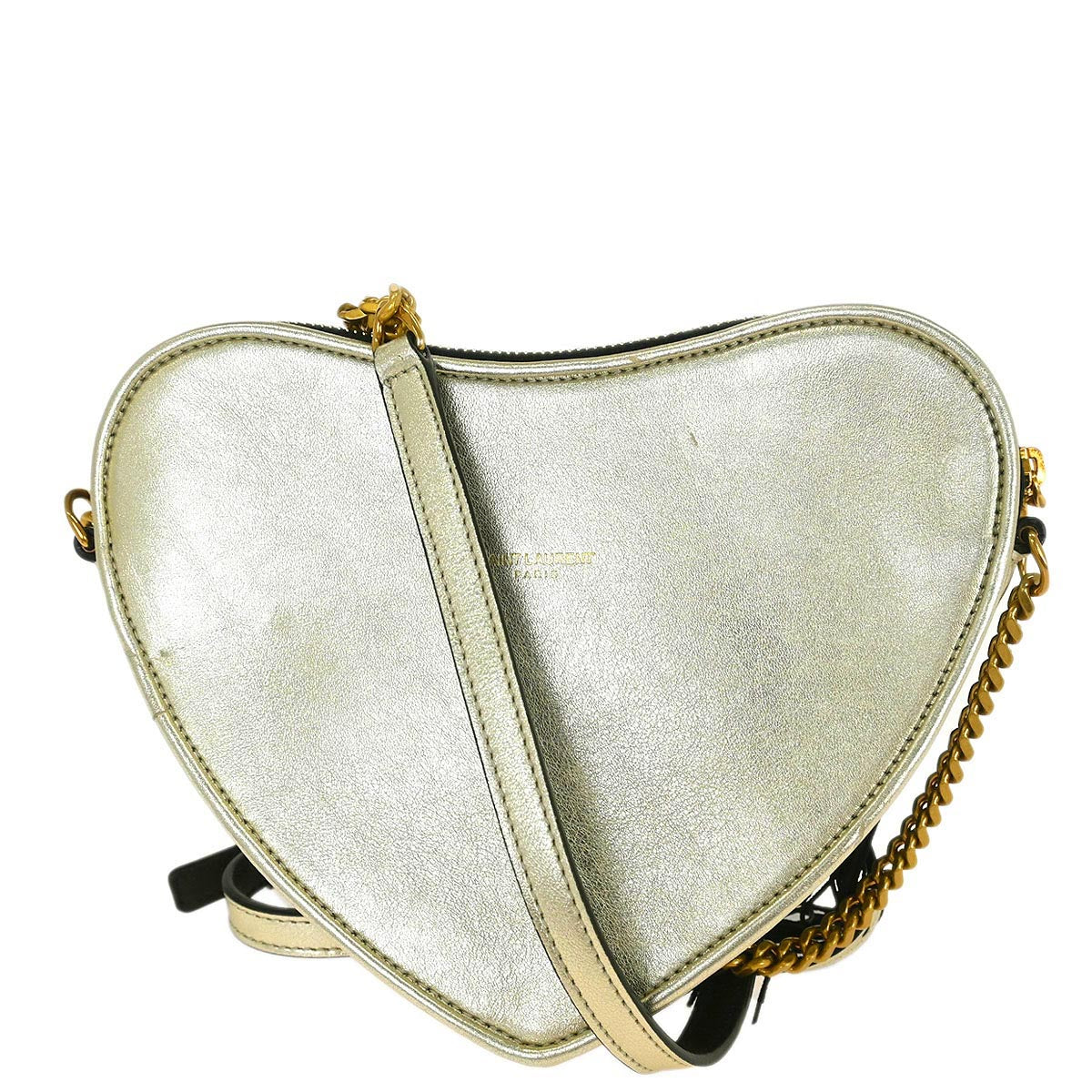 Saint Laurent Gold Love Heart Shoulder Bag