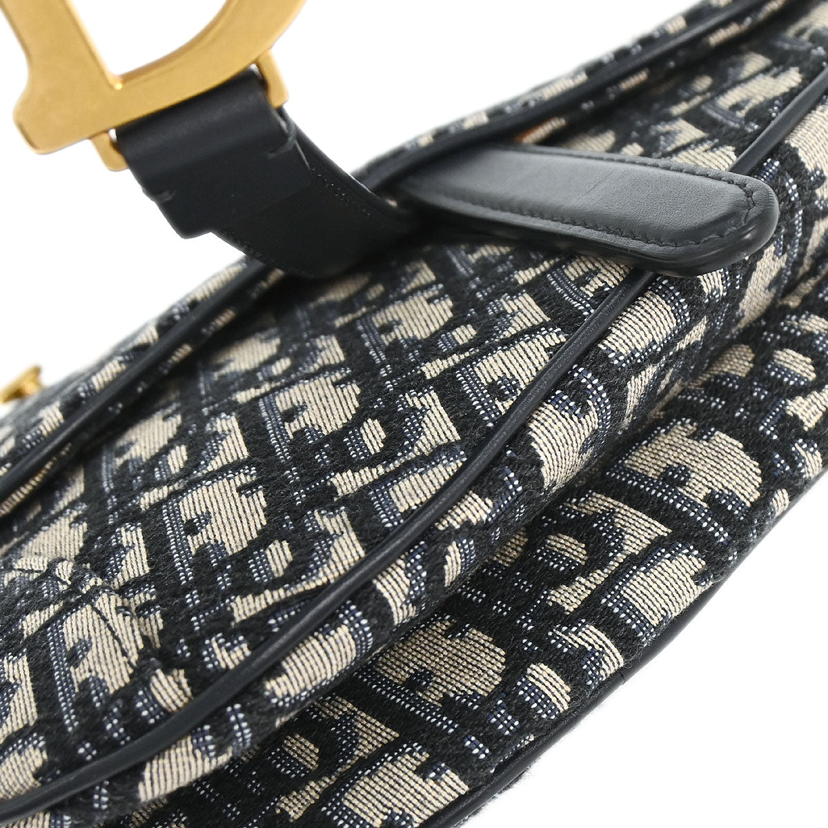 Christian Dior Navy Oblique Trotter Saddle Handbag