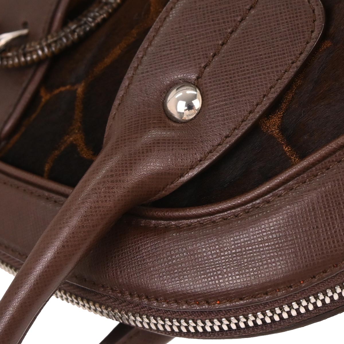 Salvatore Ferragamo * Brown Pony Hair Gancini 2way Shoulder Handbag