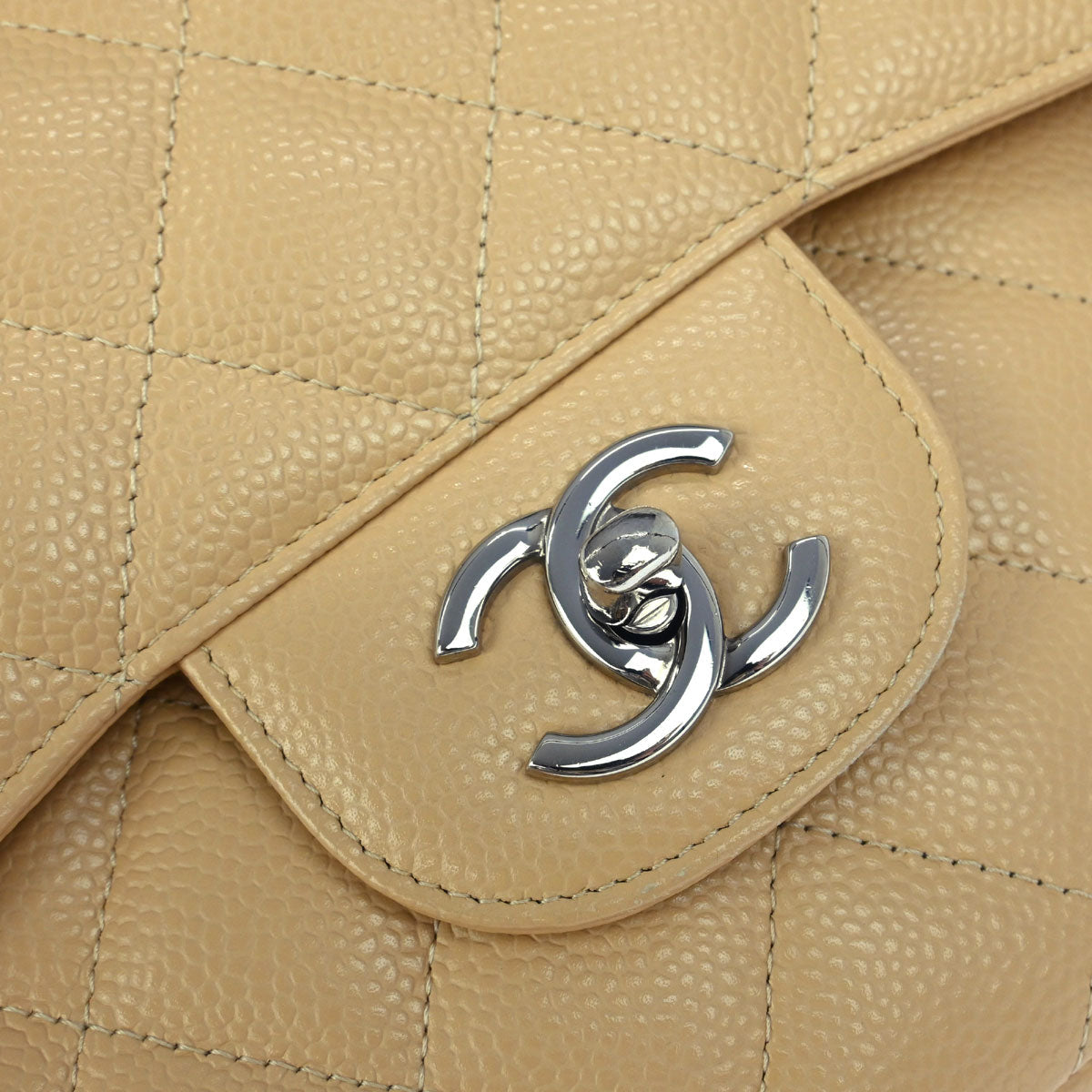 Chanel Beige Caviar Classic Double Flap Shoulder Bag