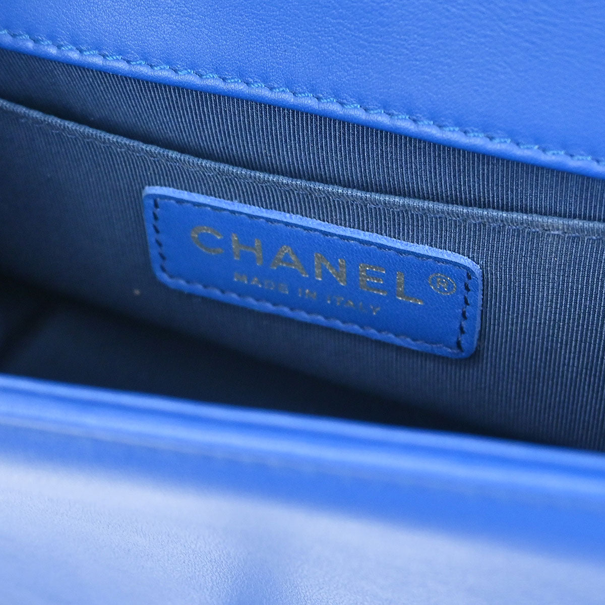 Boy Chanel Blue Lambskin Chevron Small Chain Shoulder Bag