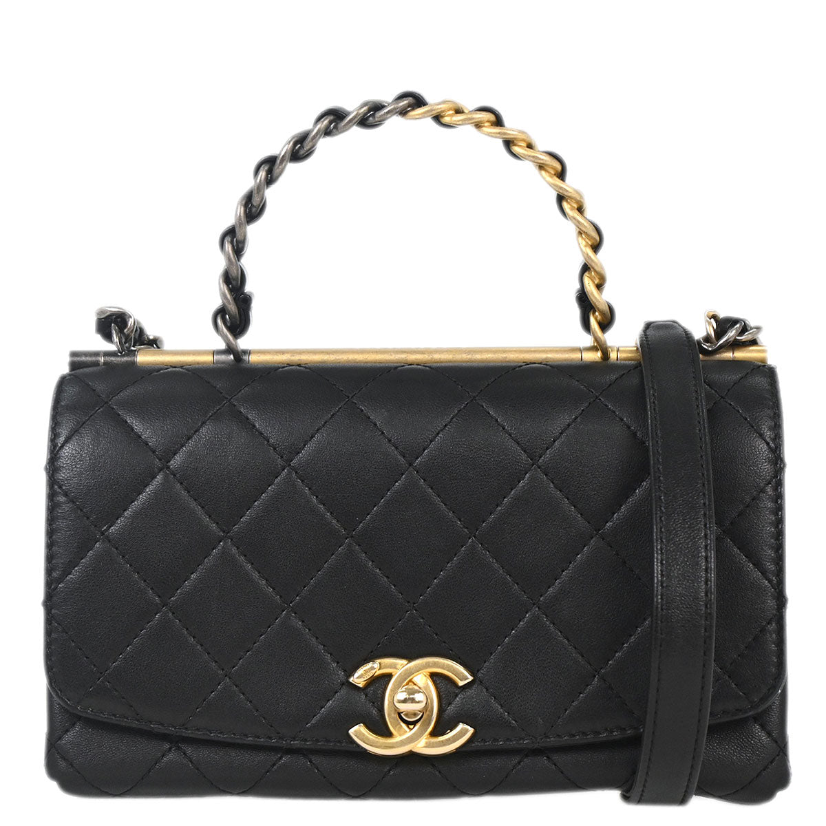 Chanel Black Lambskin 2way Handbag