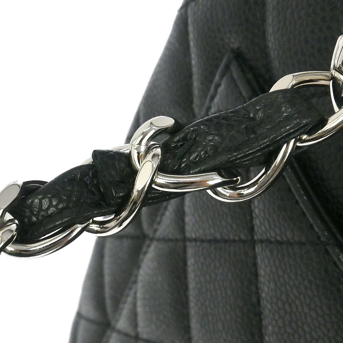 Chanel Black Caviar Grand Shopping Tote GST Chain Handbag