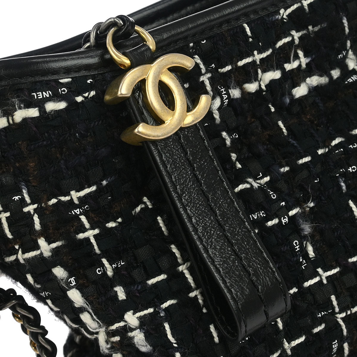 Chanel Black Tweed Calfskin Large Gabrielle Shoulder Bag