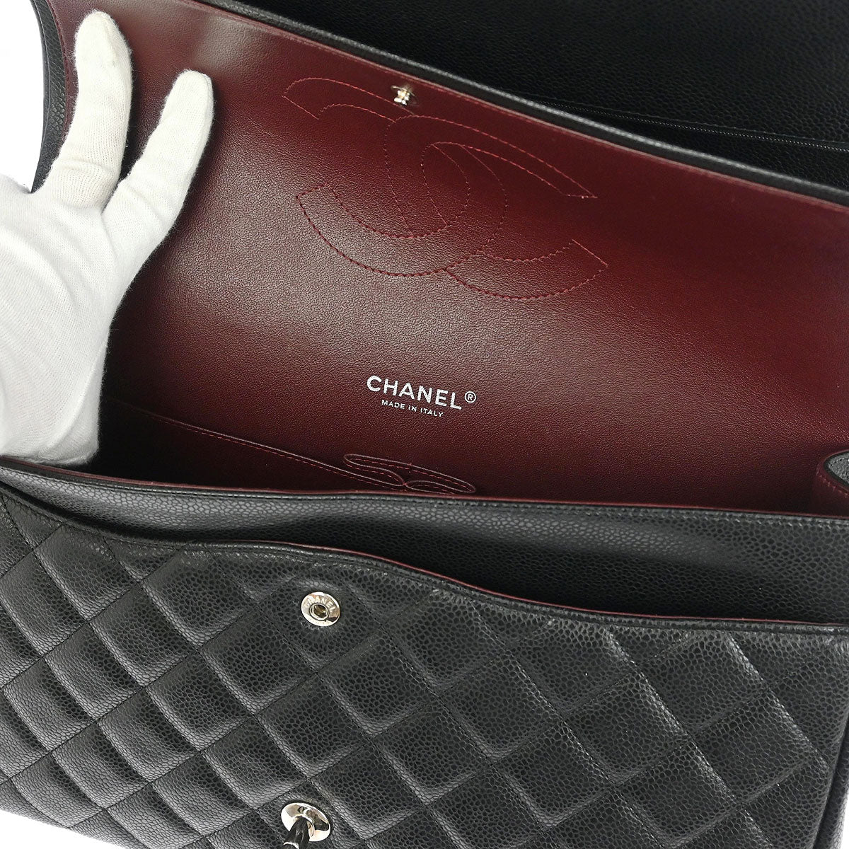 Chanel Black Caviar Classic Double Flap Shoulder Bag
