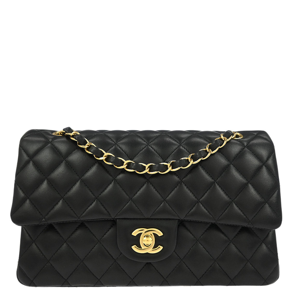 Chanel Black Lambskin Medium Classic Double Flap Shoulder Bag