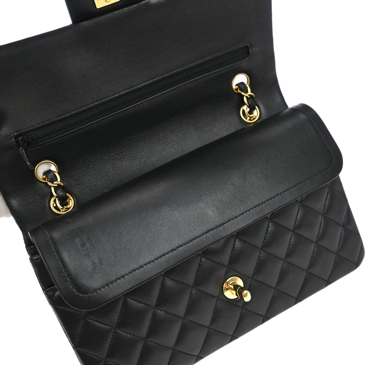 Chanel Black Lambskin Medium Classic Double Flap Shoulder Bag