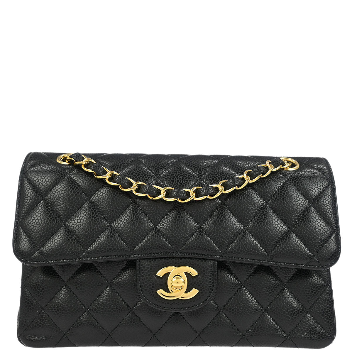 Chanel Black Caviar Small Classic Double Flap Shoulder Bag