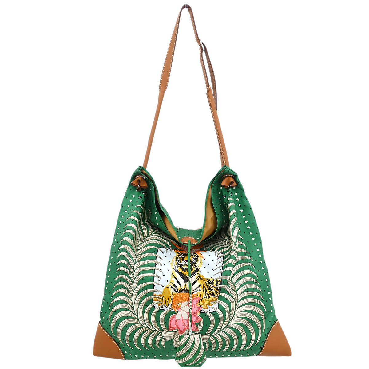 Hermes Green Silk Silky City 41 Shoulder Bag