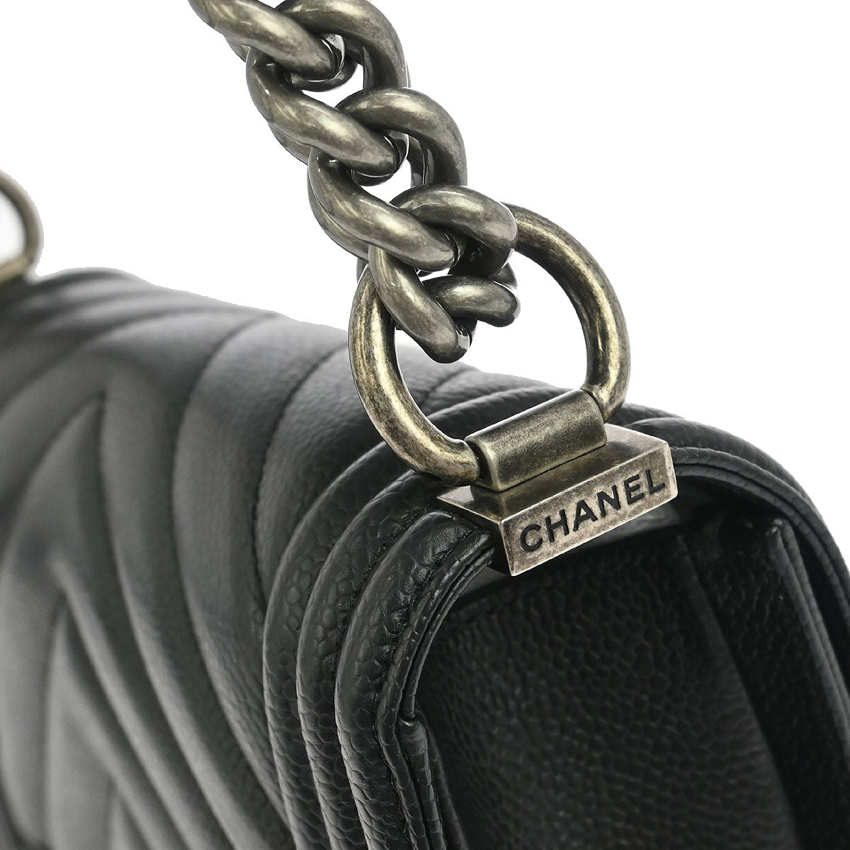 Boy Chanel Black Caviar Chevron Small Chain Shoulder Bag