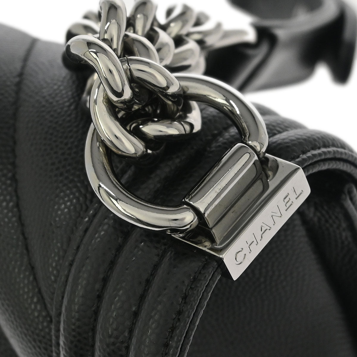 Boy Chanel Black Caviar Chevron Small Chain Shoulder Bag