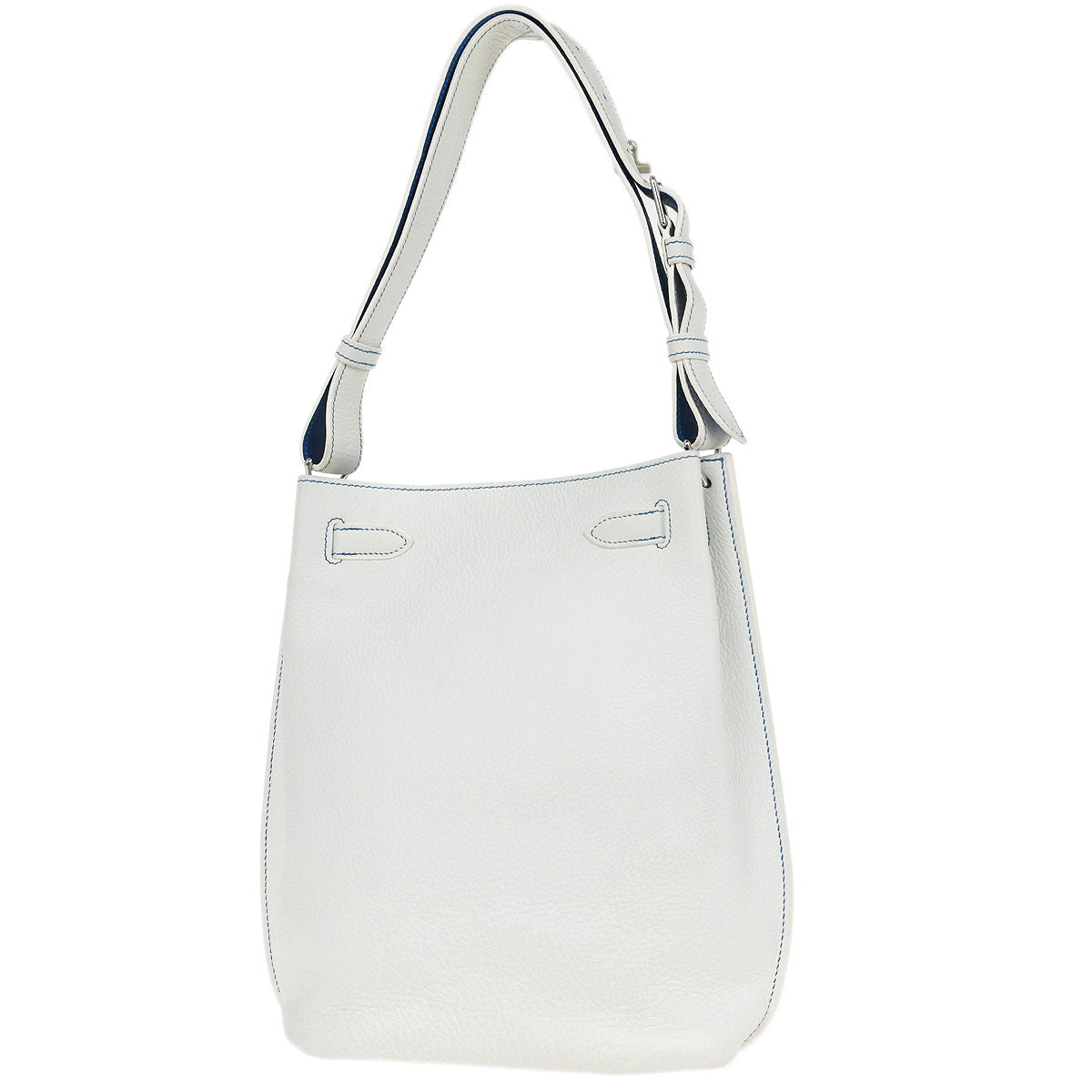 Hermes White Mykonos Taurillon Clemence So Kelly 22 Shoulder Bag