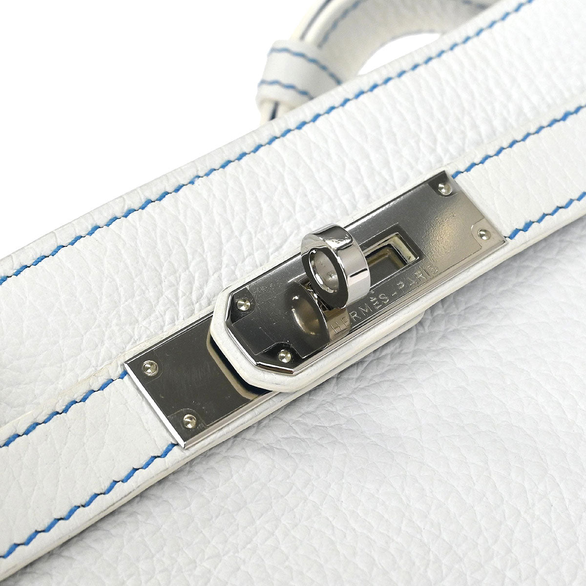 Hermes White Mykonos Taurillon Clemence So Kelly 22 Shoulder Bag
