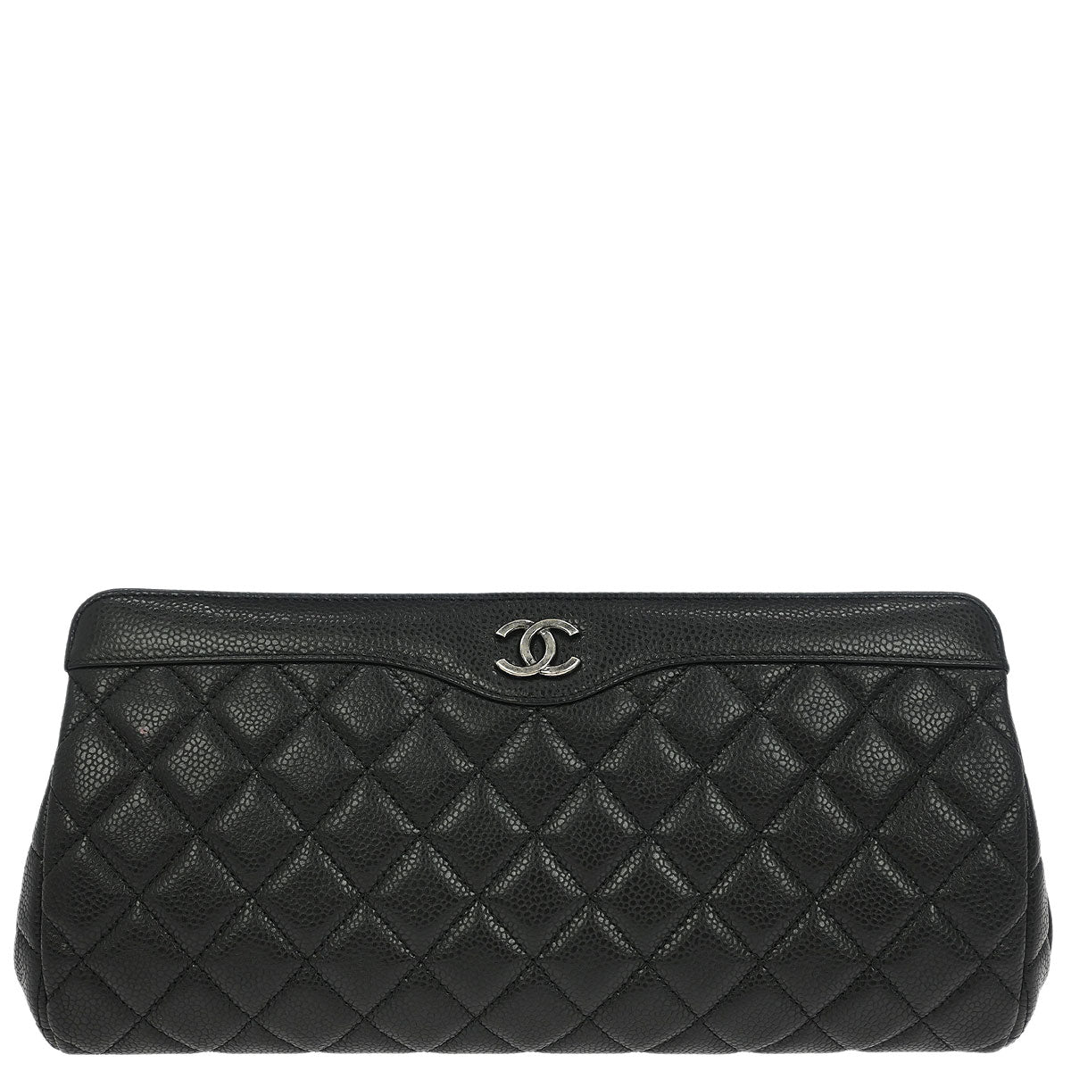 Chanel Black Caviar CC Frame Clutch Bag