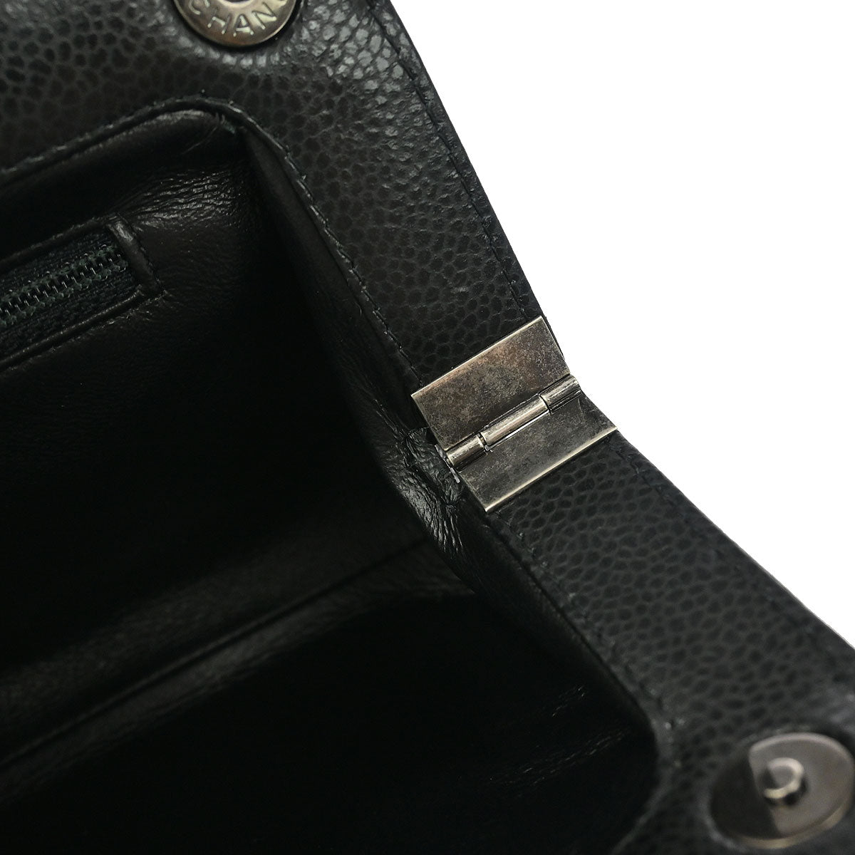 Chanel Black Caviar CC Frame Clutch Bag