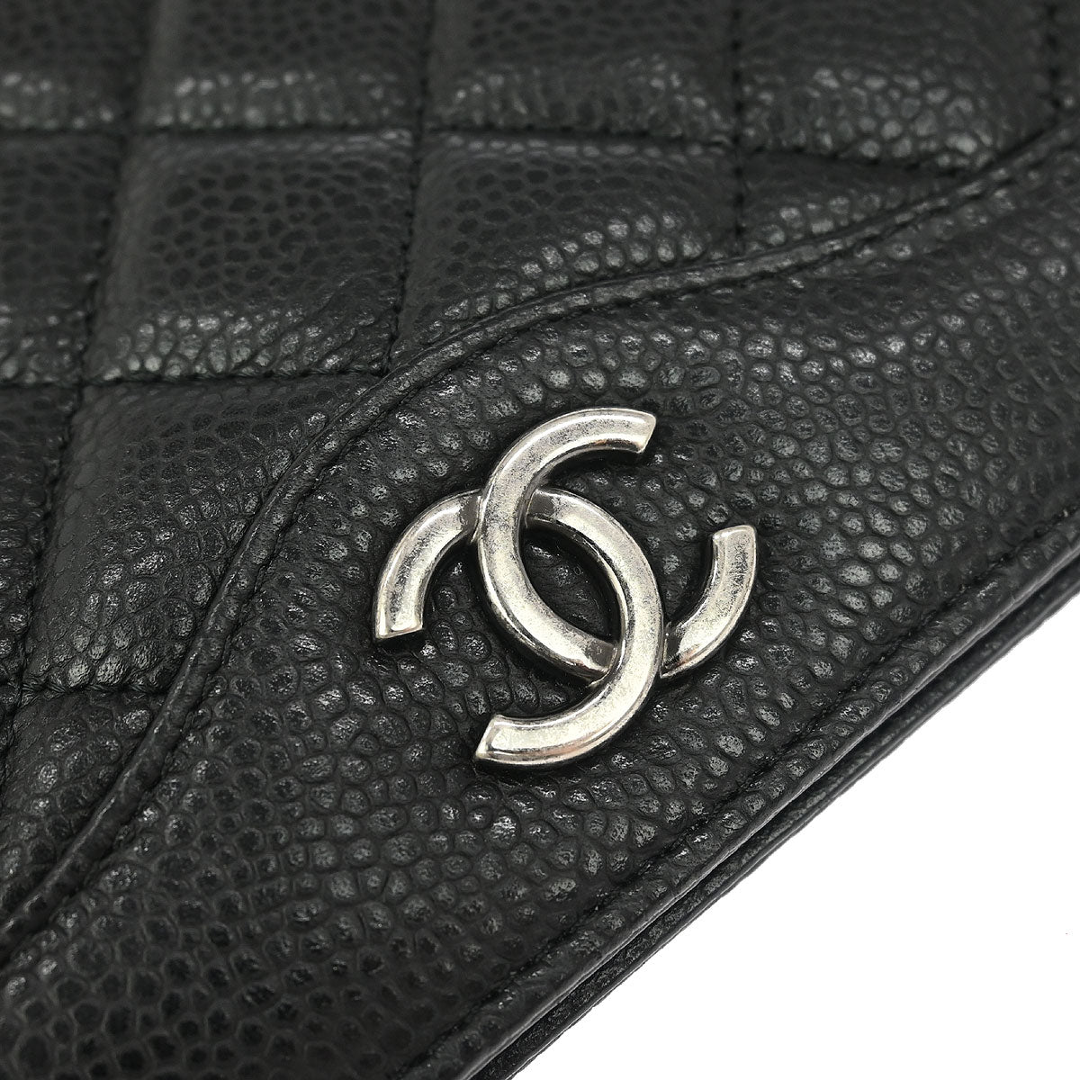 Chanel Black Caviar CC Frame Clutch Bag