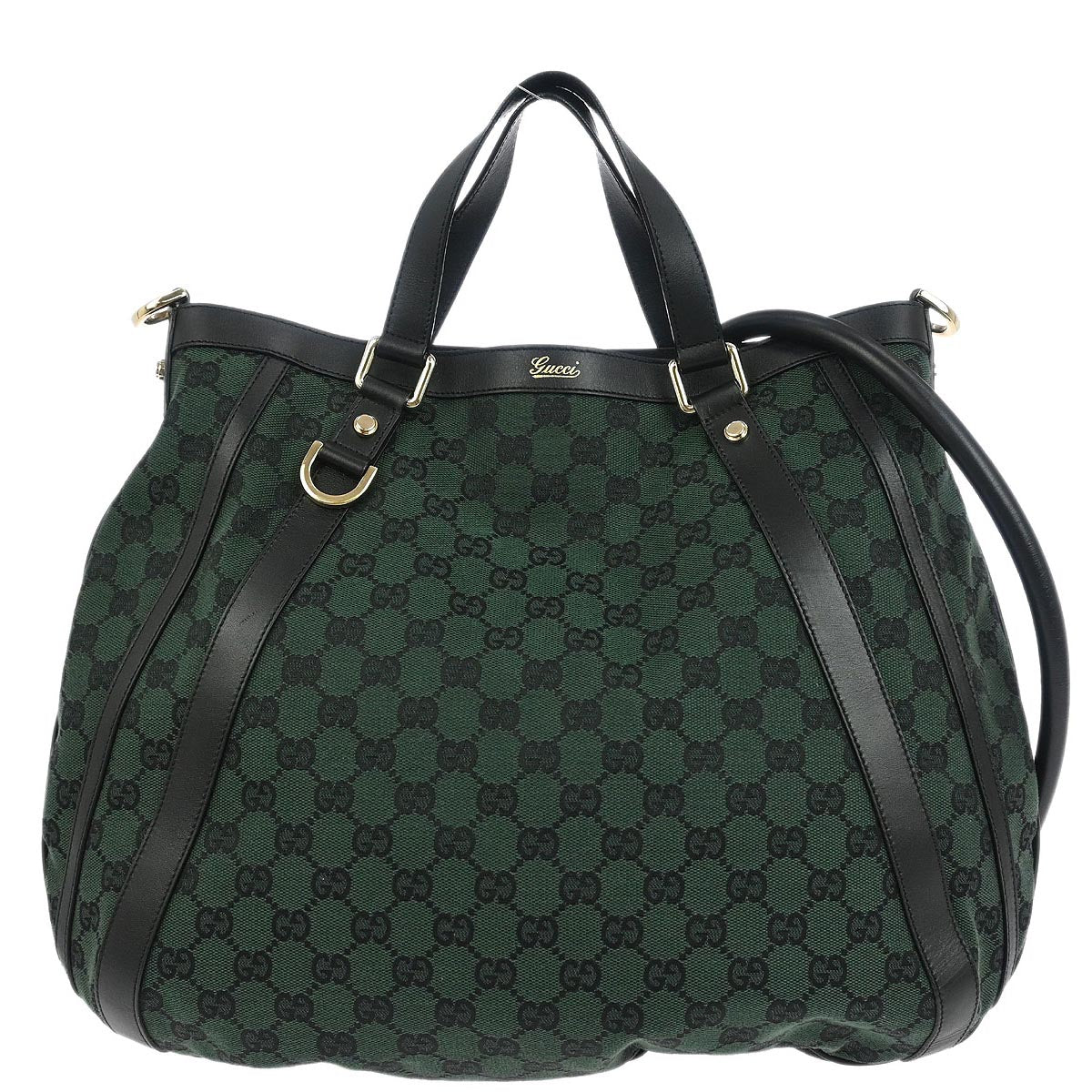 Gucci Green Canvas GG Hobo 2way Shoulder Handbag