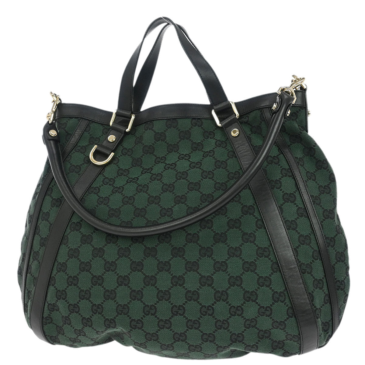 Gucci Green Canvas GG Hobo 2way Shoulder Handbag